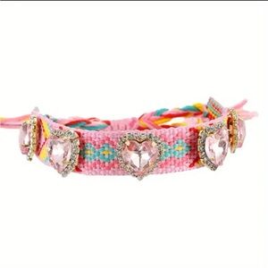 Pink Beaded Heart Friendship Bracelet